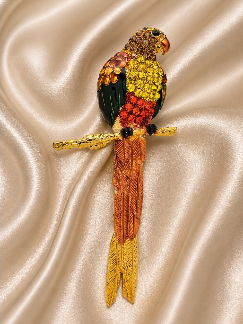 Bright Parrot Multicolor Crystal Brooch
